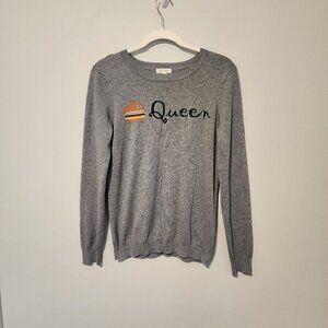 Burger Queen lightweight sweater women sz M long sleeve gray